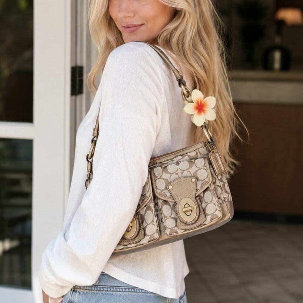 Coach Rare 65th Legacy Double Turnlock Shoulder Bag 10339